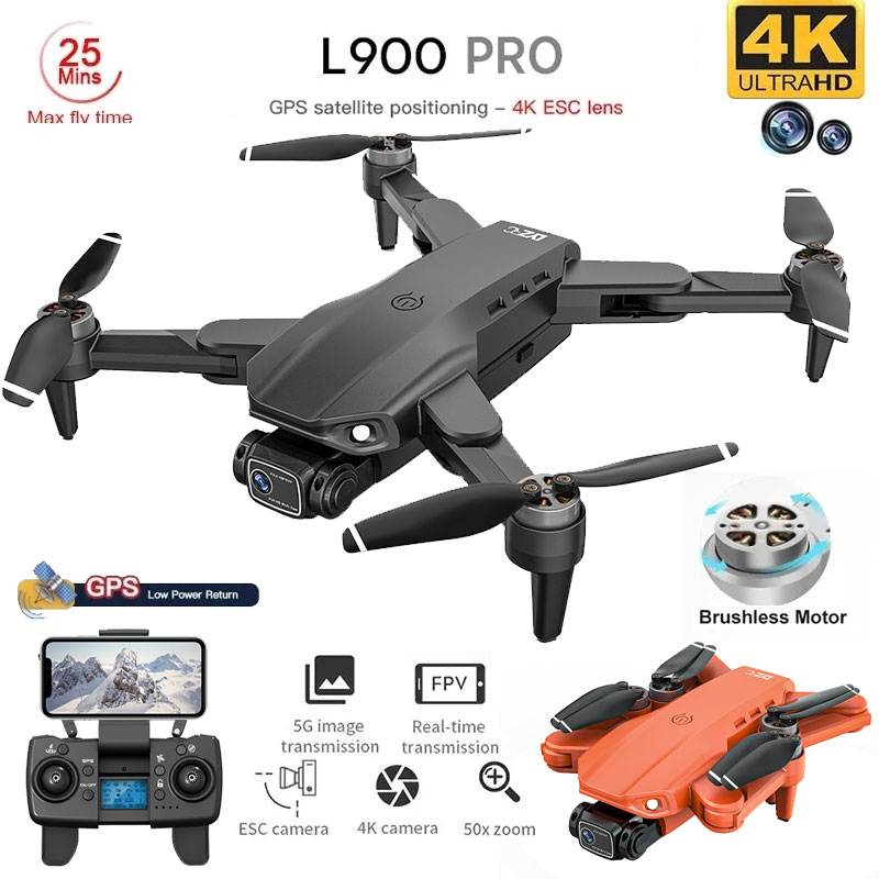 Drone Surveying - 折りたたみ式ブラシレスドローンl900プロ,GPS, 4k,HD,デュアルカメラ,5g,wifi,rc,距離1.2km,ドローン